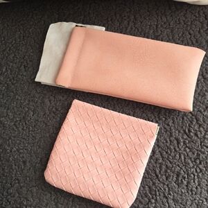 Pink Quilted and Smooth Pouch Set